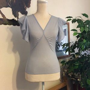 Lele blue sheer flutter sleeve camisole NWOT M